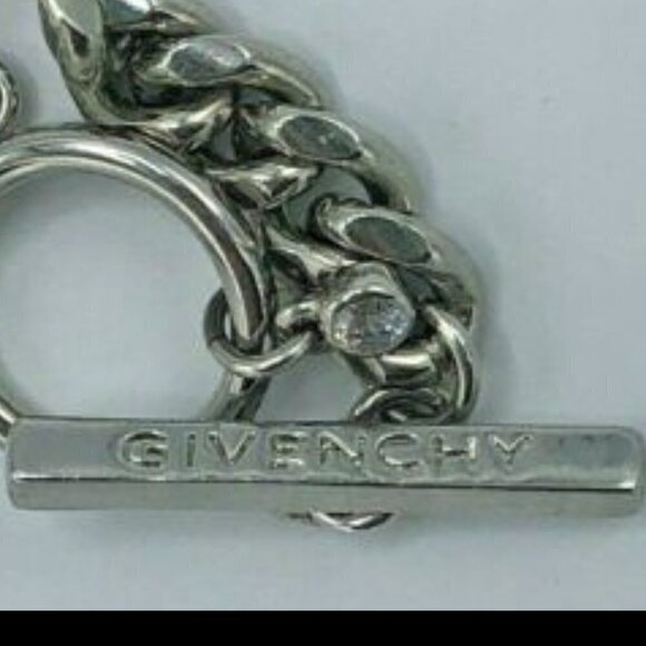 Givenchy Signed Large Crystal Silver-Tone Chain Link Collar Runway Necklace - Picture 3 of 6